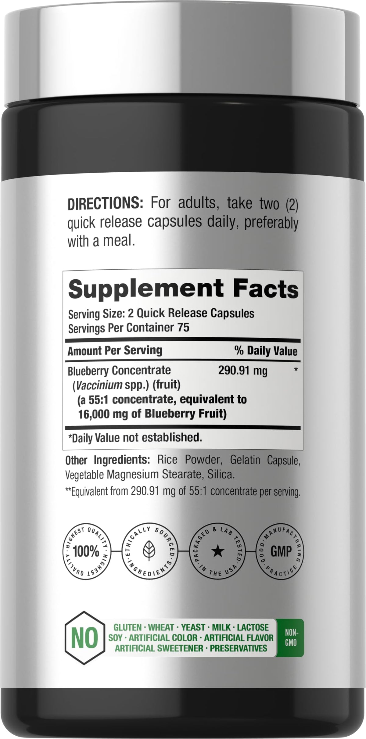 Horbäach Blueberry Concentrate Extract Supplement | 150 Capsules