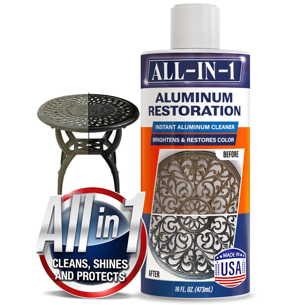 Aluminum Cleaner & Restorer Brightens Patio Furniture, Wrought Iron & Metal