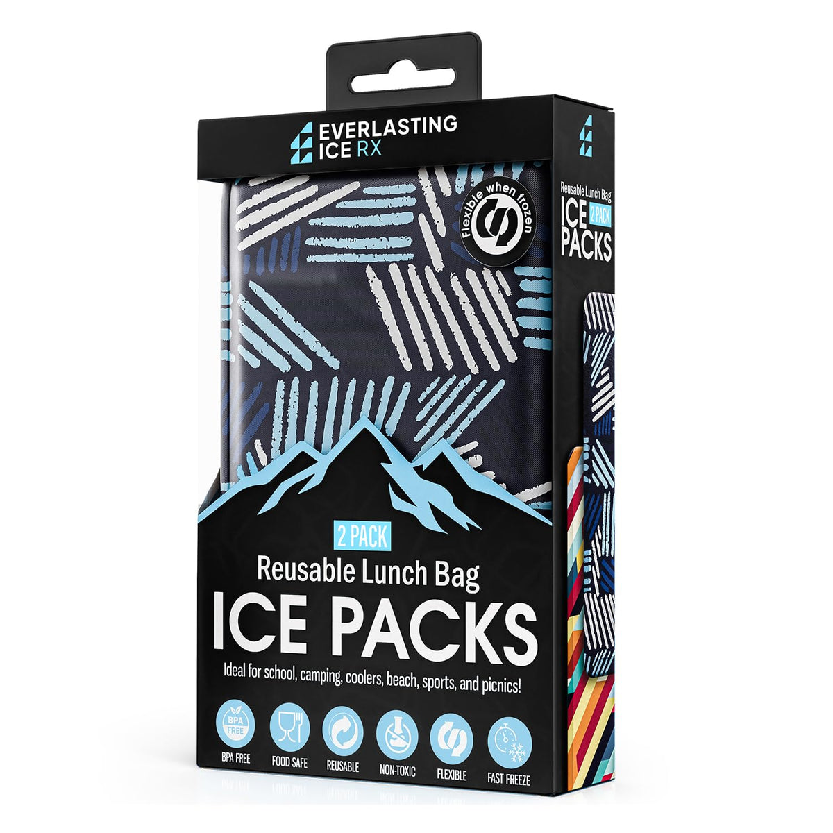 Reusable Ice Packs for Lunch Box and Coolers, Soft Flexible BPA Free 2 Pack