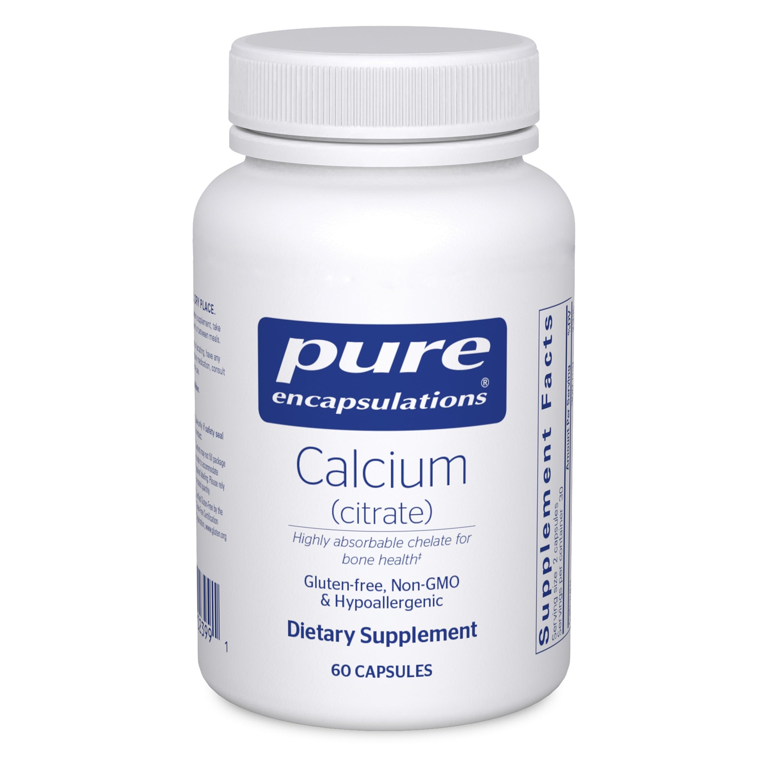 Pure Encapsulations Calcium (Citrate), 180 Capsules | Supplement for Bone, Teeth, Colon, and Cardiovascular Health Support*, with Premium Calcium Citrate