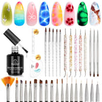 Beetles Acrylic Nail Brush Set, 3Pcs Size 6/10/14 for Acrylic Powder | Includes 3 Size Brushes with a Steel Cleaning Comb for Acrylic Powder Application, Extensions, and 3D Carving DIY Nail Art