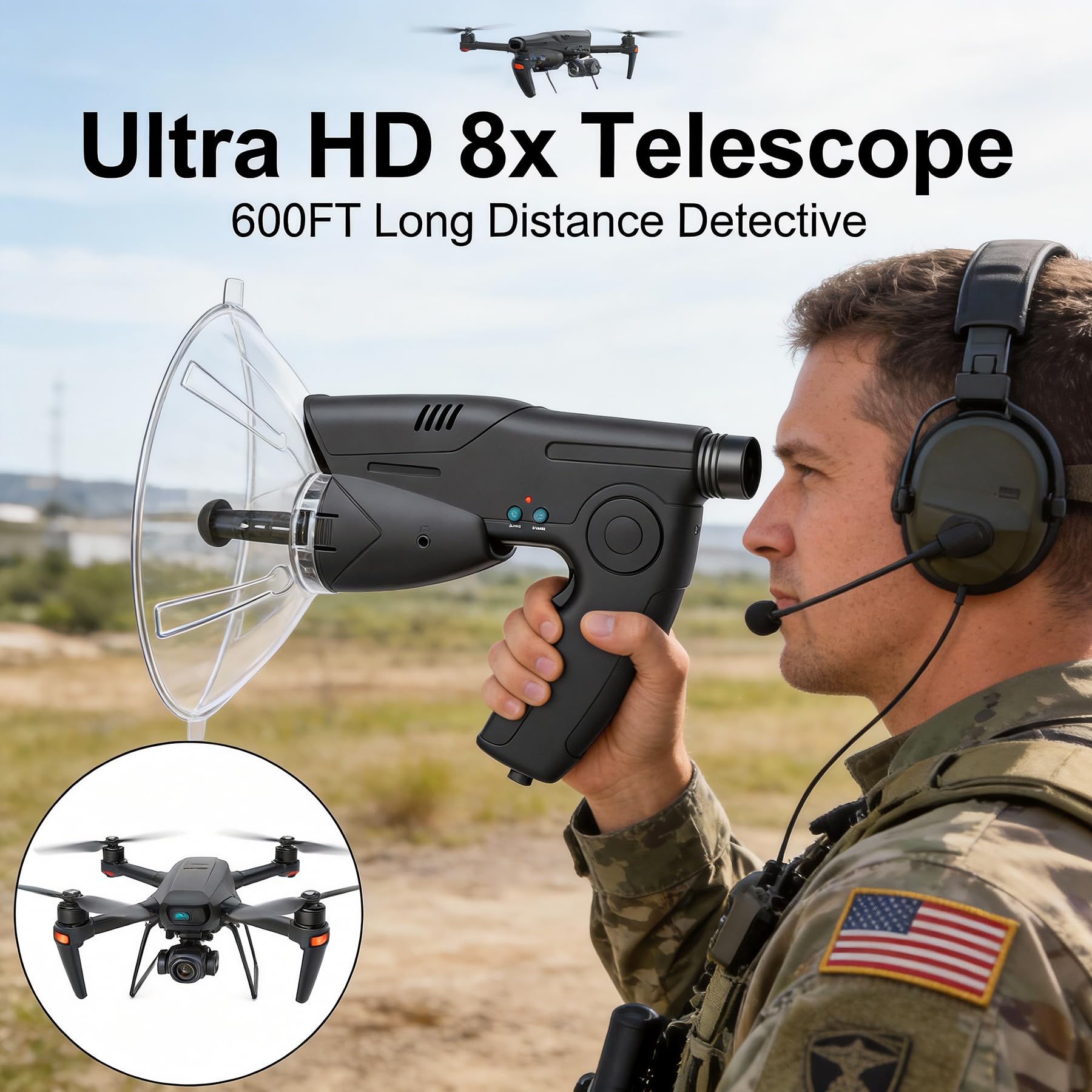 Buy now HAUSBELL Parabolic Listening Device for Adventure – Bionic Ear Electronic Nature Explorer, 8X Monocular, Adjustable Volume, Includes Headphone, Fun Outdoor Nature Sound Observation Digital Tools at indiglob india