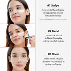 ELROEL Blanc Cover Cream Stick V White - Korean Foundation (#200 Fair) | Medium To Full Coverage, Dewy Finish, Color-Changing Foundation Stick with Volufiline, Dual-Ended, Built-In Detachable Brush