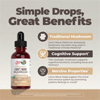 MARYRUTH'S Lions Mane Mushroom Supplement Liquid Drops 1 Fl Oz, Non-GMO | USDA Organic Lions Mane Extract 1,180mg, Nervine Herbal, Brain Health, Focus & Memory, Non-GMO
