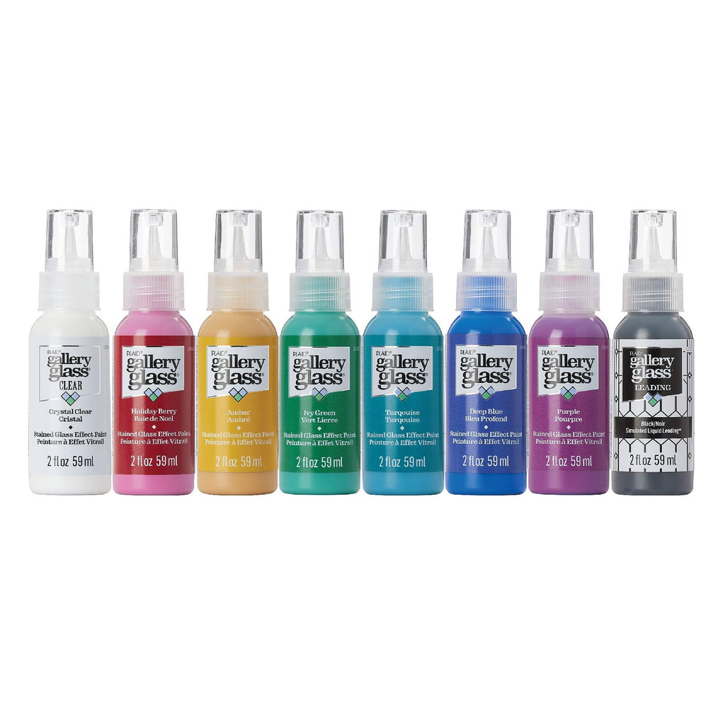 Gallery Glass PROMOGGJL22 Jewel Tones Stained Glass Painting Kit, 8 Piece Glass Paint Set for DIY Arts and Crafts, Perfect for Beginners and Artists