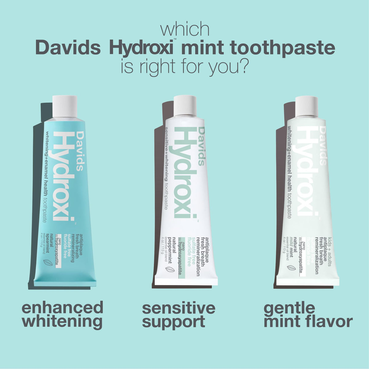 Davids Nano Hydroxyapatite Toothpaste Whitening Enamel Health Spearmint 4oz