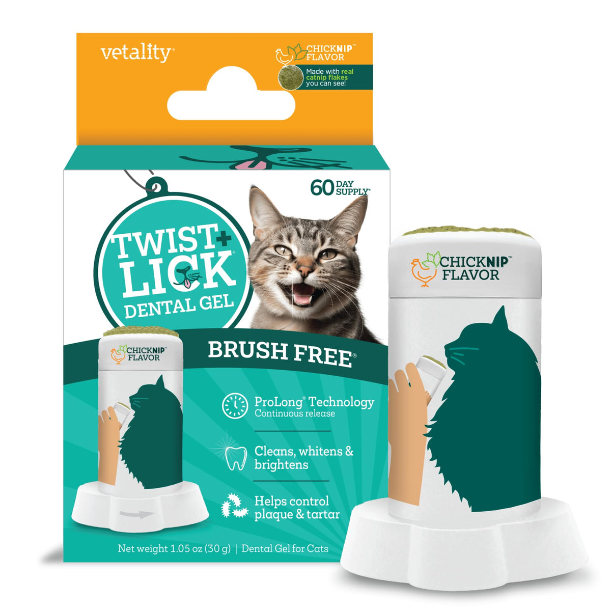 Twist + Lick Brush Free Dental Gel for Cats, 30 Day Supply, Fresh Breath