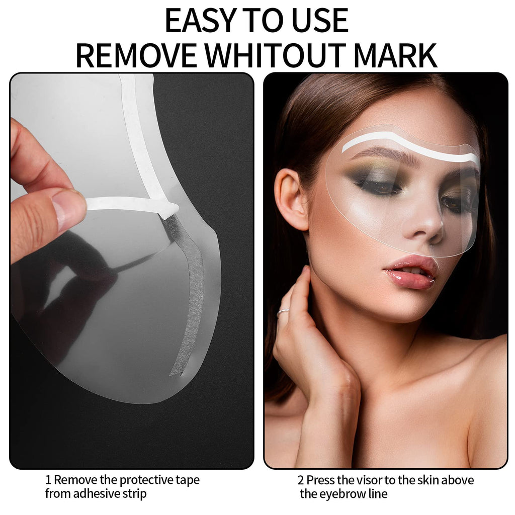50 Pcs Shower Face Eye Shields, Eyebrow Shower Shield Visors, Eyelash Extensions Shower Face Shield, Microblading Makeup Protector Face Cover Shield for Hairspray Salon Eyelid Aftercare