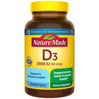 Nature Made Vitamin D3 2000 IU (50 mcg), 250 Vitamin D Softgels | Vitamin D Supplement for Immune, Bone, Teeth and Muscle Health Support, 250 Day Supply