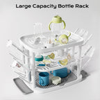 Baby Bottle Drying Rack,3-Tier Large Capacity Countertop Organizer with 360° Ventilation, Removable Drip Tray, Non-Slip Base – Easy to Clean Bottle Holder for Baby Accessories