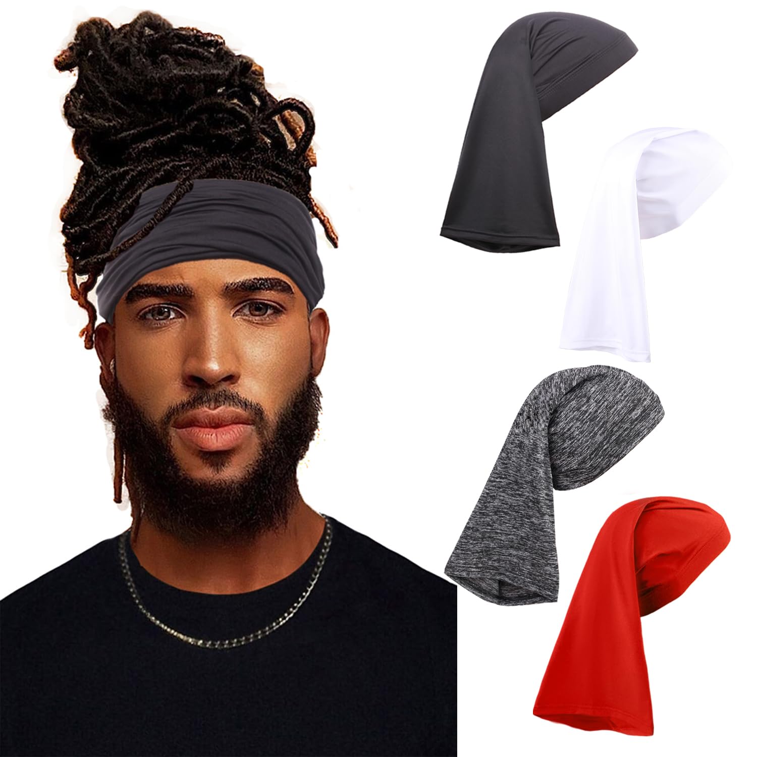 Buy now Leeven 2 Pieces Wide Elastic Loc Cap and Long Braid Cover for Full Hair, Stocking Sleep - Black Black, white, grey, red at indiglob india