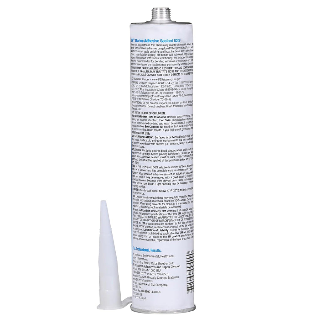 Buy now 3M Marine Adhesive Sealant 5200 (06500) Permanent Bonding and Sealing for Boats and RVs Above and Below the Waterline Waterproof Repair, White, 10 fl oz Cartridge at indiglob india