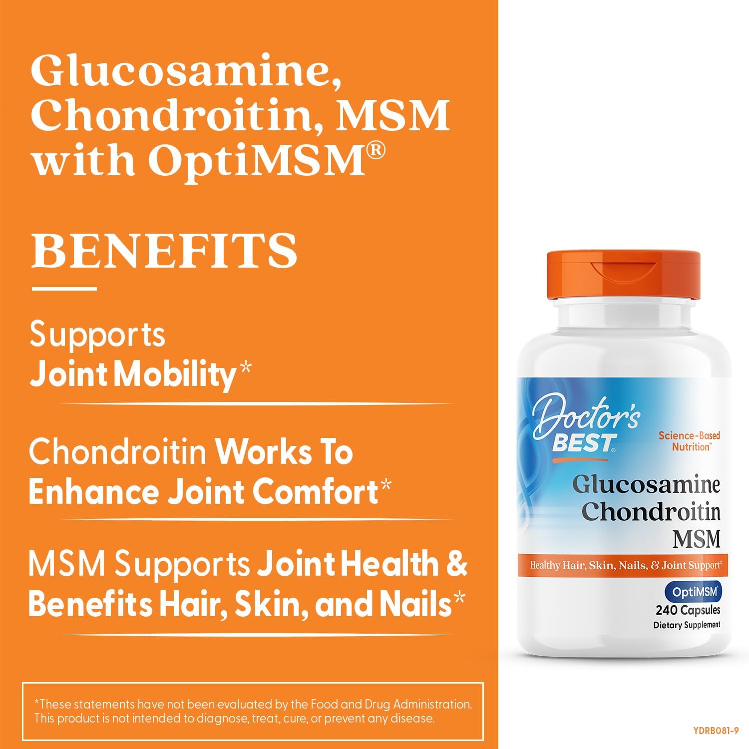 Buy now Doctor's Best Glucosamine Chondroitin Msm with OptiMSM Capsules, Supports Healthy Joint Structure, Function & Comfort, Non-GMO, Gluten Free, Soy Free, 240 Count (Pack of 1) at indiglob india