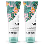 Badger Mineral Daily Sunscreen SPF 30, Zinc Oxide, Organic, 4 oz (2-Pack) | Lightweight, No White Cast, Moisturizing, Organic, Reef Safe, Vegan Unscented, Daily mineral sunscreen, Easy apply sunscreen