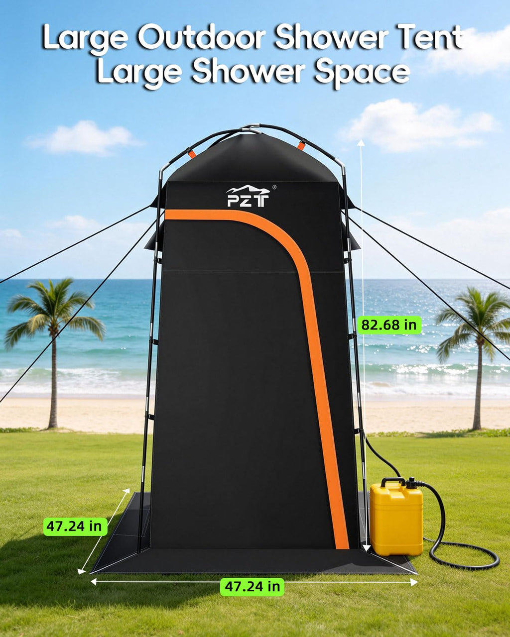 Large Shower Tent, Portable Privacy Tent with Mesh Floor & Carrying Bag