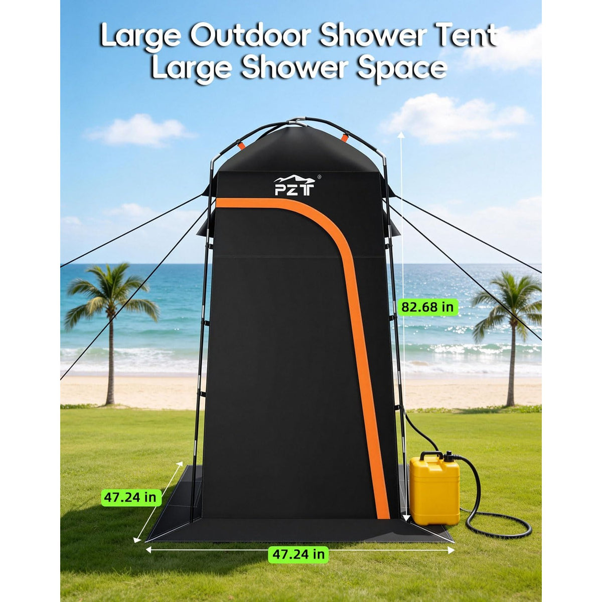 Large Shower Tent, Portable Privacy Tent with Mesh Floor & Carrying Bag