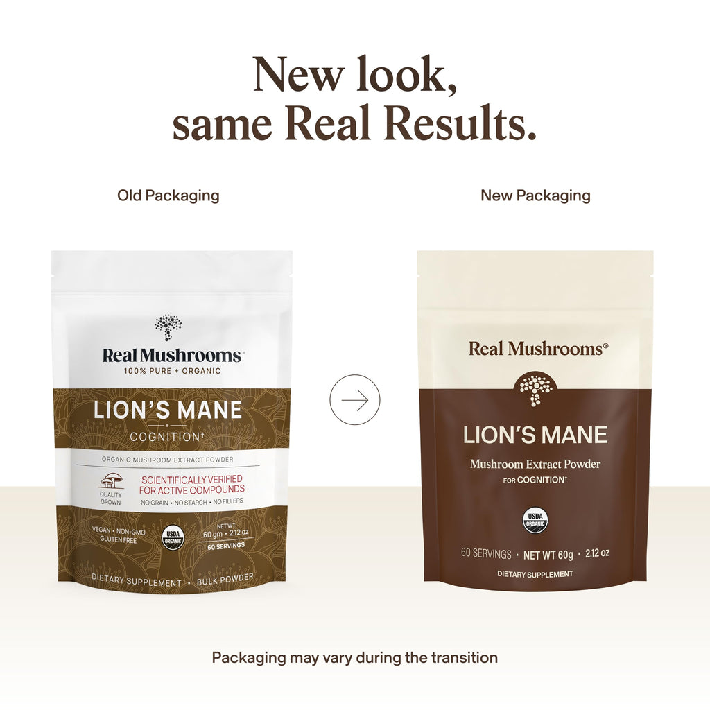 Buy now Real Mushrooms Lions Mane Mushroom Supplement - Organic Lions Mane Extract Powder for Overall Wellness with Adaptogens â€“ Functional Vegan, Non-GMO Blend with 60 Servings at indiglob india