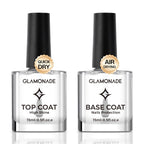 Glamonade Base Top Coat Nail Polish: Clear Quick Dry Nail Polish High Shine Long Lasting Glossy Regular Nail Lacquer Air Dry Fast Base Coat for Women Gift Nail Art Manicure Salon Quality