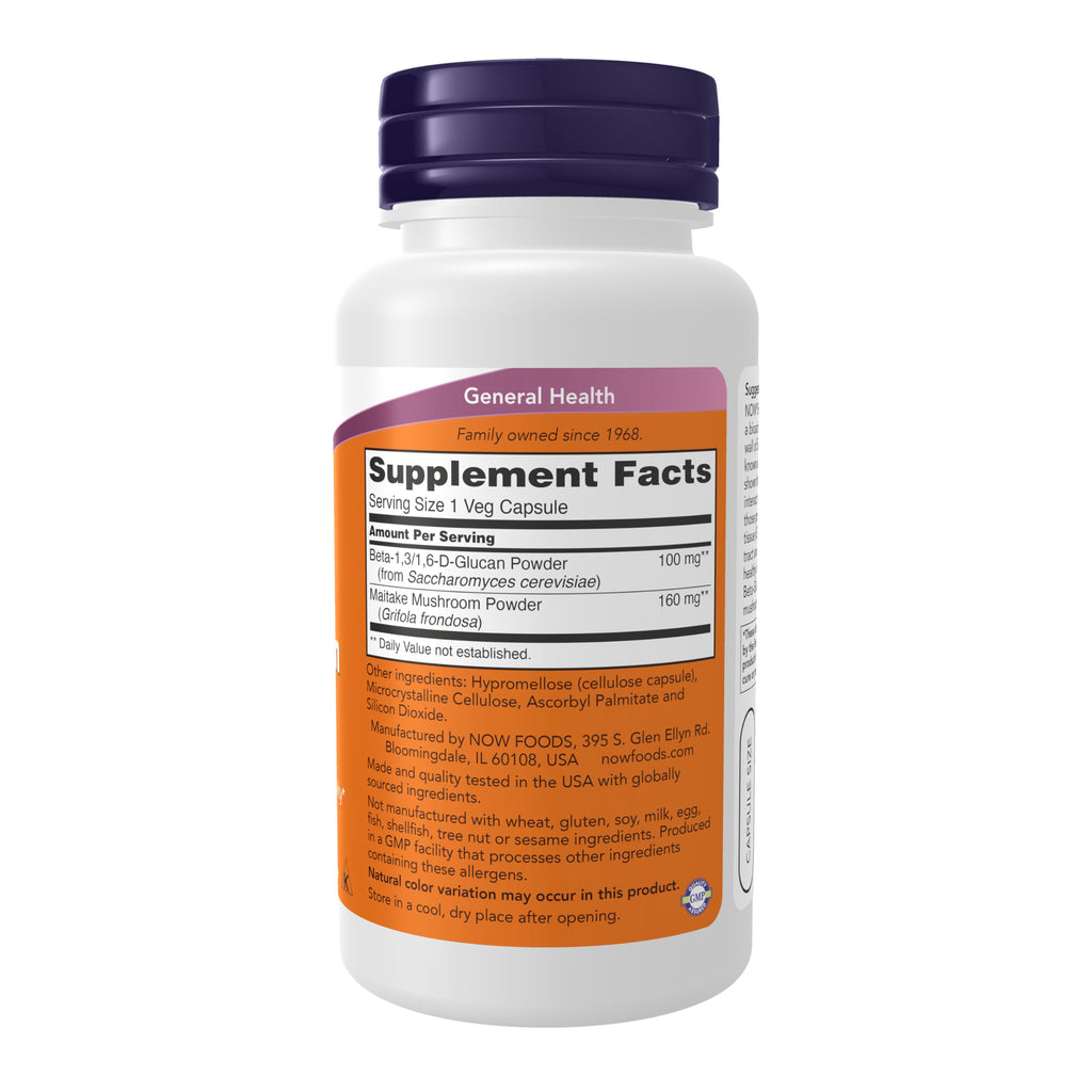 Buy now NOW Foods Supplements, Beta 1,3/1,6- D-Glucan 100 mg with Maitake Mushrooms, 90 Veg Capsules at indiglob india