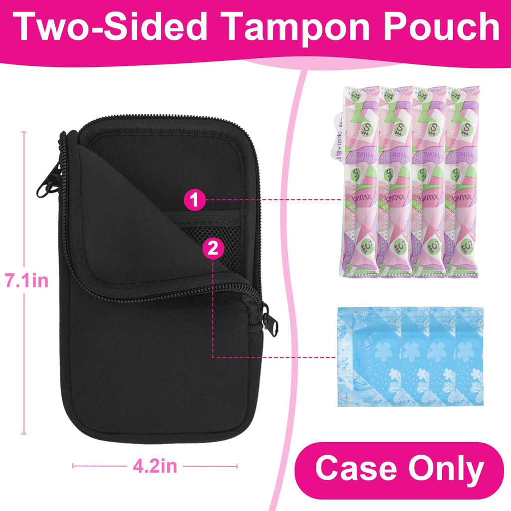 Tampon Holder for Purse, Portable Tampon Bag Organizer Case for Women’s Purse, Travel-Friendly Discreet Period Bag for Feminine Products, Waterproof Pad Bag, Black(Bag Only)