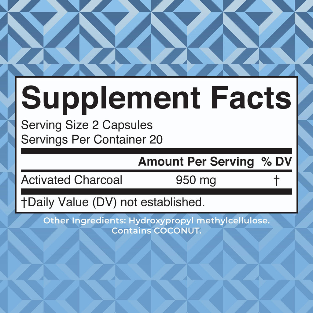 MARYRUTH'S Activated Charcoal Capsules, 950 mg, Non-GMO, Vegan, 40 Count | Substance Adsorption, Derived from Coconut Shells, Vegan Capsules from Pine Trees, Gluten Free