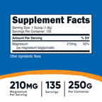 Nutricost Magnesium Bisglycinate Powder (Unflavored) 250 Grams, Vegan