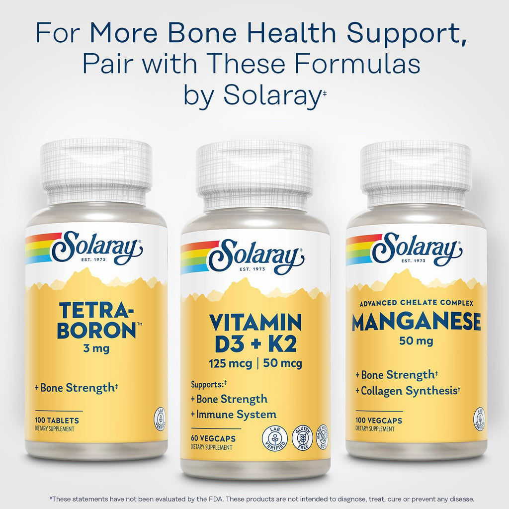 SOLARAY Vitamin D3 K2 Capsules, 60 VegCaps | Bone & Immune Support, 5000 IU Vitamin D3, 50 mcg MK7 Vitamin K2, 60 Servings, Made Without Soy, Lab Verified