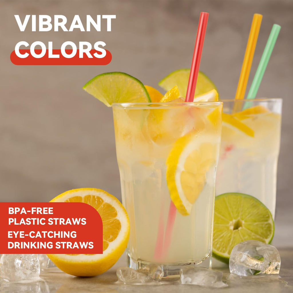 MAQIHAN 100PCS Colorful Plastic Straws Disposable for Party Drinks