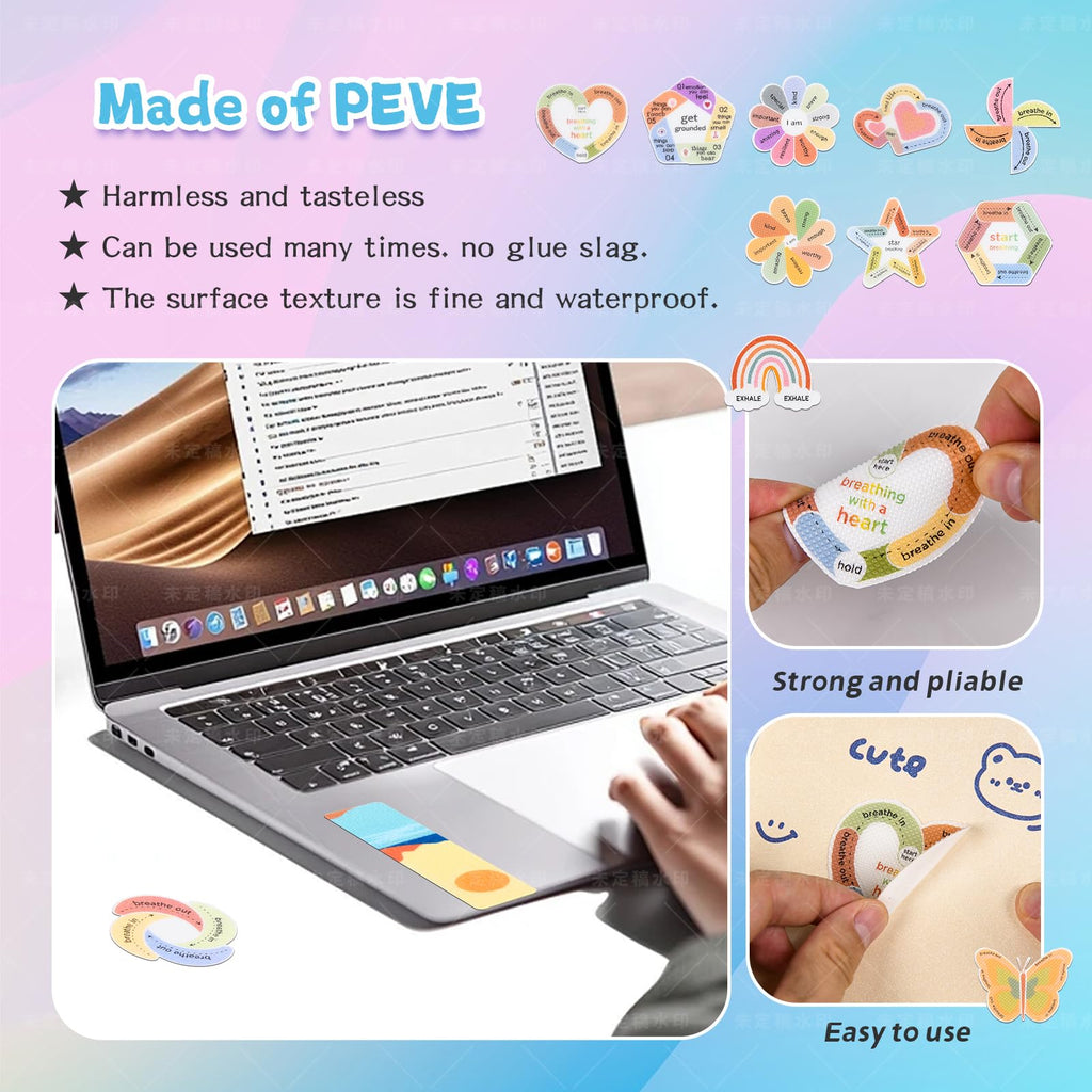 102 Pieces Sensory Stickers for Calm, 2 Texture Styles, Anxiety Relief