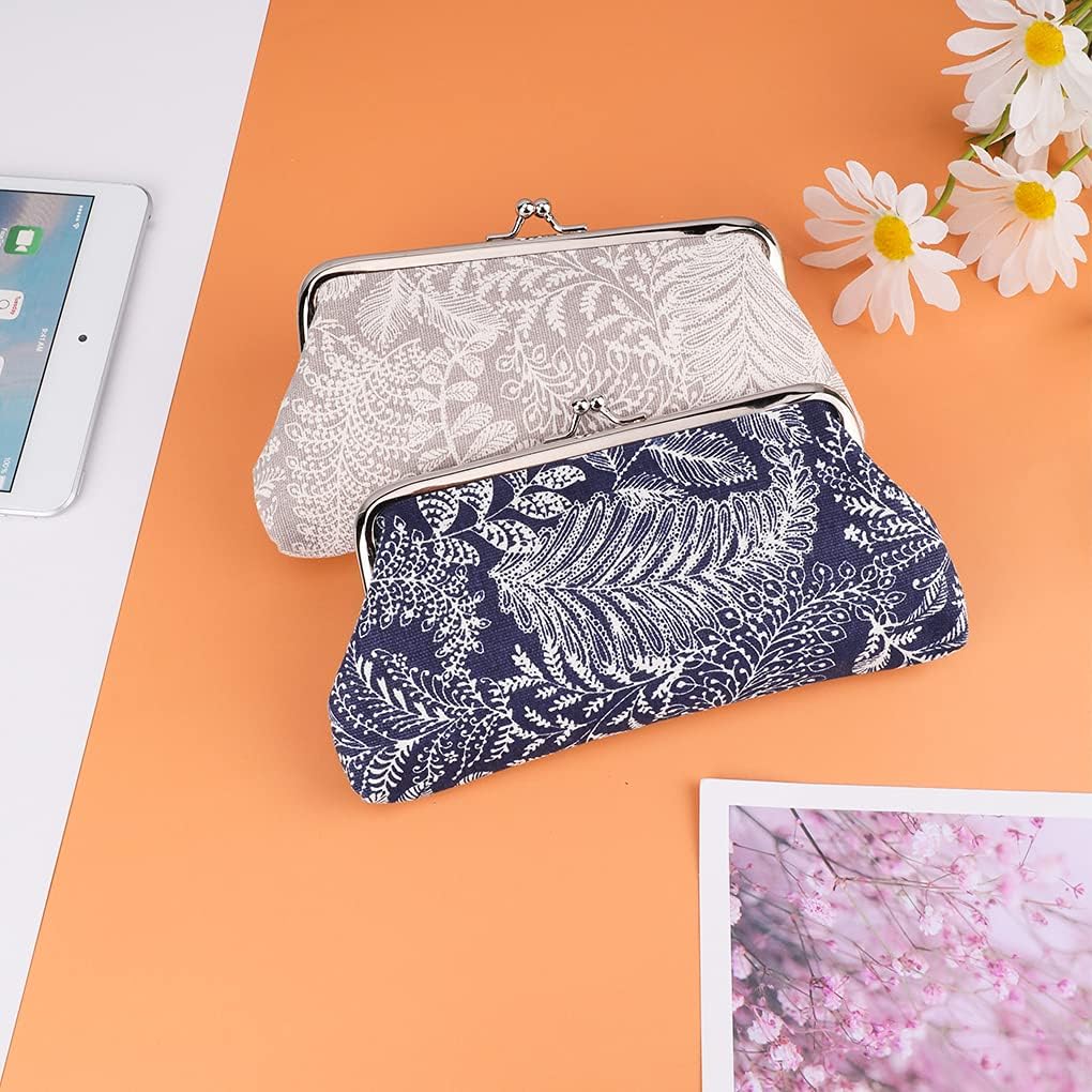 Buy now Oyachic 2 Packs Coin Purse Vintage Leaf Pouch Long Coin Pouch Women Wallet Kiss lock Cosmetic Bag Make up Bag Clasp Clutch at indiglob india
