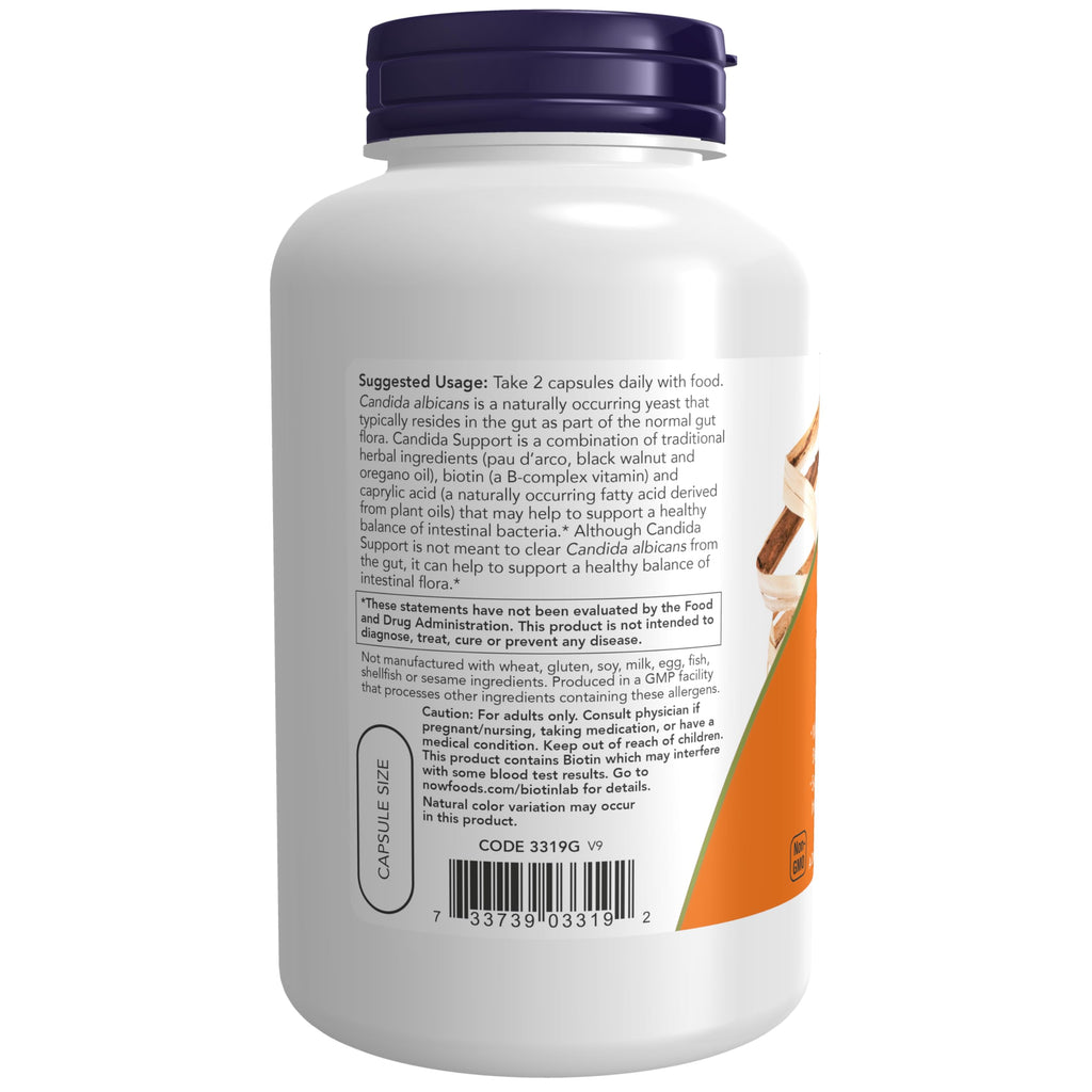 Buy now NOW Supplements, Candida Support with Pau D'Arco, Oregano Oil, Black Walnut & Caprylic Acid, 180 Veg Capsules at indiglob india