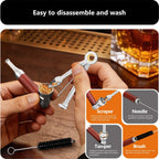 roygra 4PCS Tobacco Pipe Set, Complete Smoking Accessories, Wooden Texture