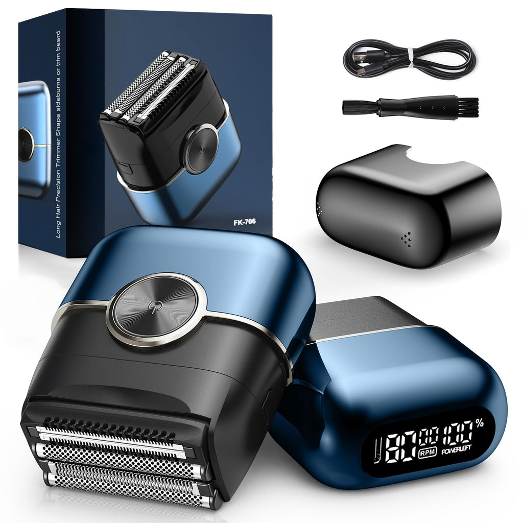 Electric Foil Shavers for Men: 4 Floating Blades & Dual Speed | Mini Electric Razors for Men With Wet or Dry - Cordless Razor with LED Display- Face Shaver with USB-C Charge & Travel Lock