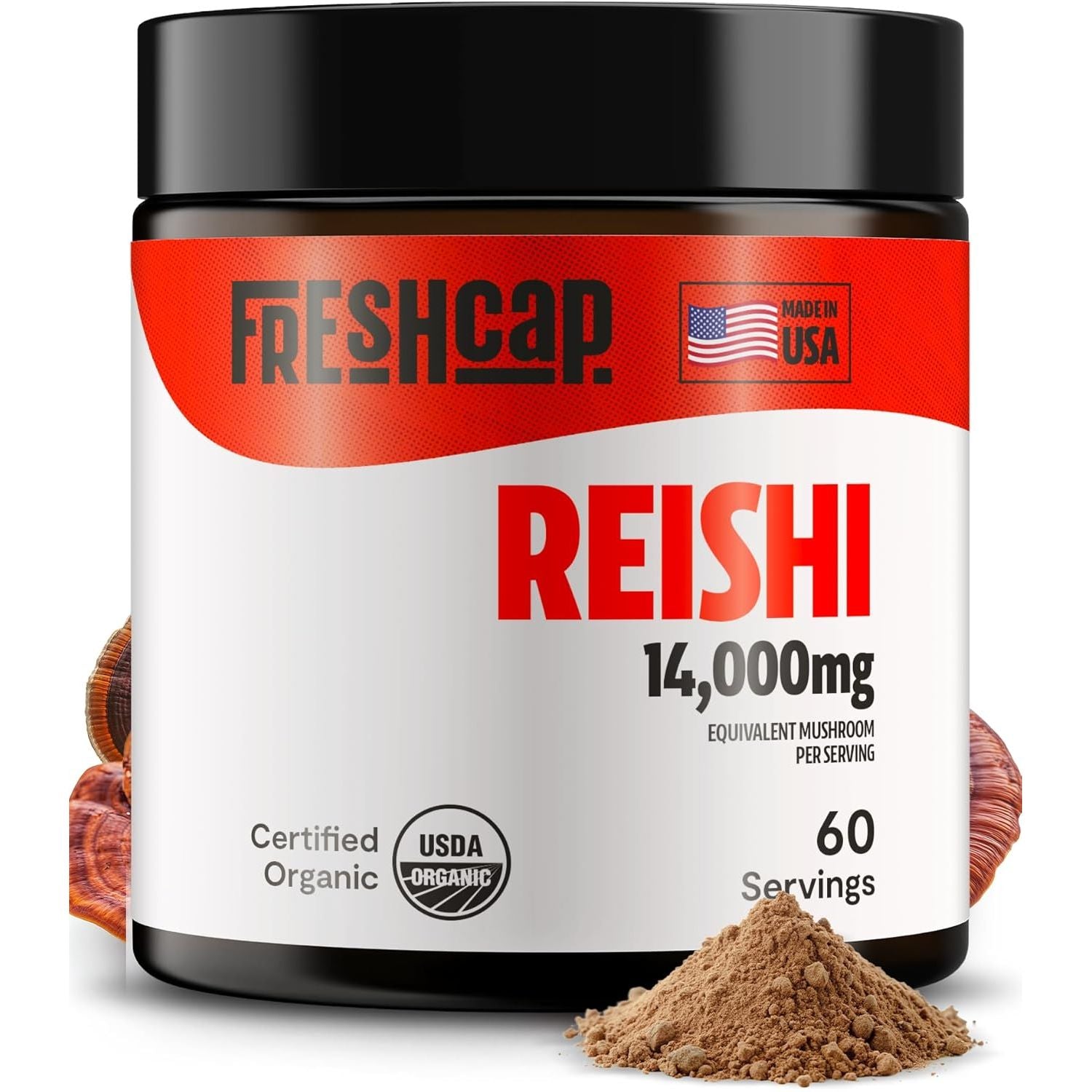 Buy now FreshCap Mushrooms Lions Mane Supplement Powder 14,000mg - Lions Mane Extract, Mushroom Supplement for Focus & Memory, Organic Lions Mane Powder (60 Servings) 60 Servings Reishi at indiglob india