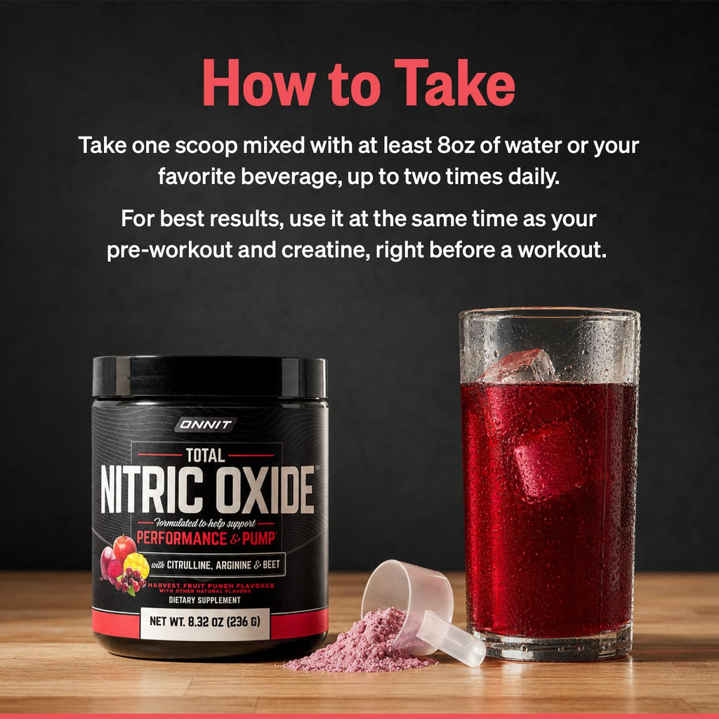 ONNIT Total Nitric Oxide Pre-Workout Powder, Harvest Fruit Punch, 20 SRV