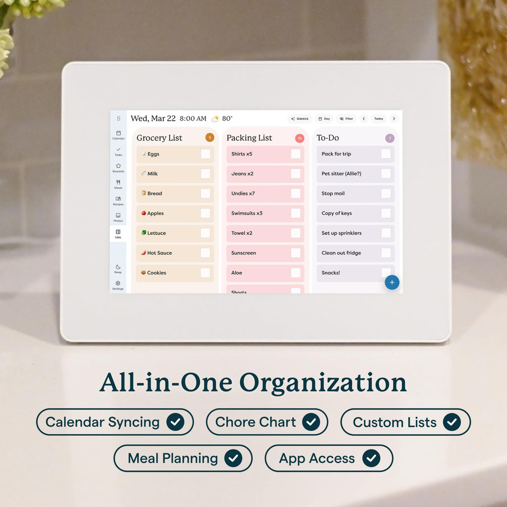 Skylight Calendar Mini — 10-Inch Digital Calendar Touchscreen Display for Shared Scheduling – Interactive Planner for Chores, Lists, and Reminders, White