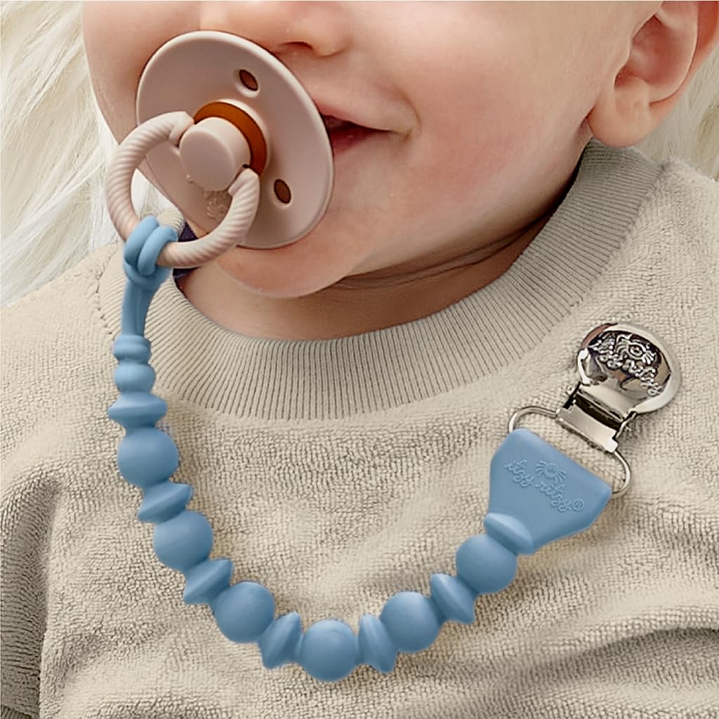 Itzy Ritzy Silicone Pacifier Clip, Binky Clip Holder for Babies (Blue)