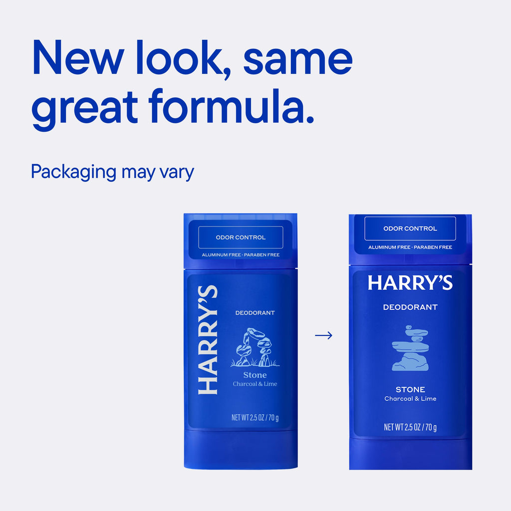 Harry's Aluminum-Free Deodorant for Men - Stone - (3 Pack) 2.5 oz - 48-Hour Odor Control - PACKAGING MAY VARY