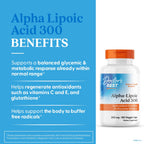 Doctor's Best Alpha Lipoic Acid Supplement 300mg - Alpha-Lipoic Acid Caps for Men & Women, ALA Antioxidant Support for Nerve Health, Aids in Cellular Function, Non GMO, Gluten Free - 180 Veg Capsules