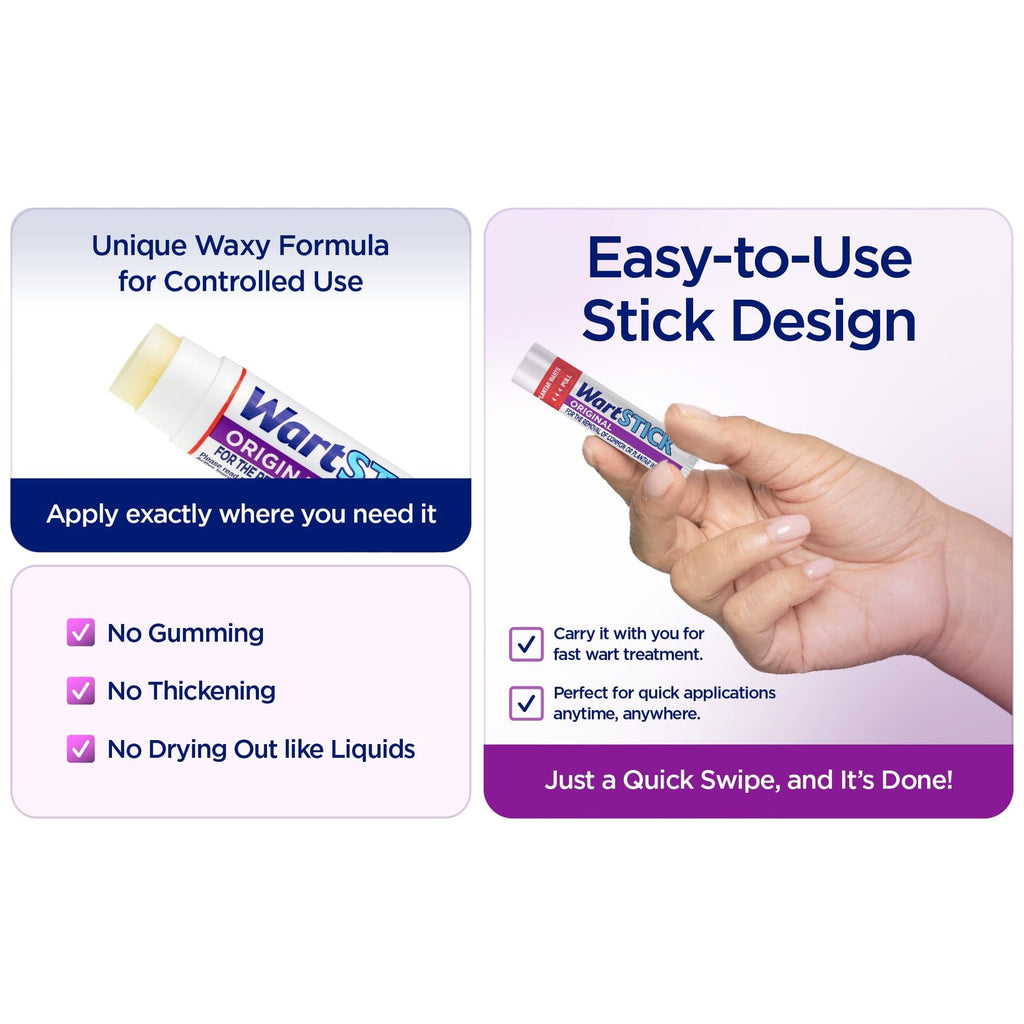 WartStick Maximum Strength Salicylic Acid Solid-Stick Common and Plantar Wart Remover 2 Pack, 0.4 Oz