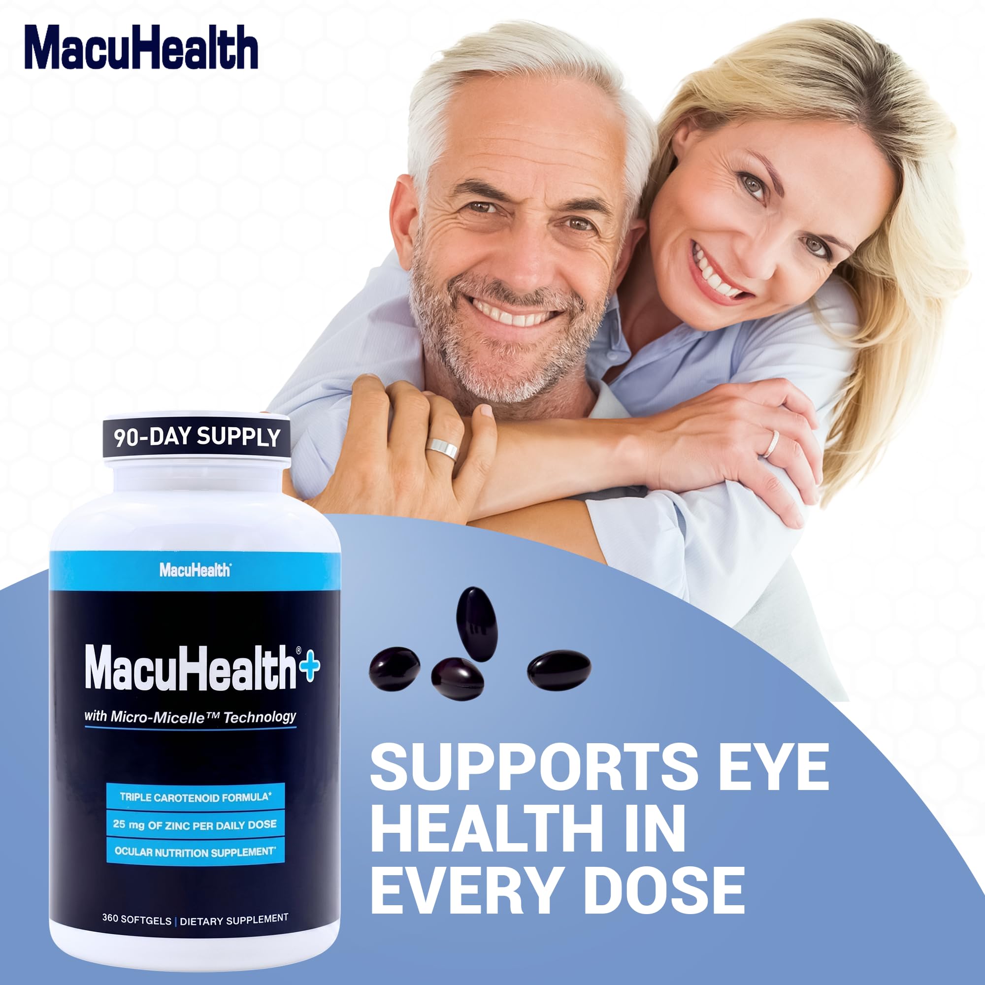 Macuhealth Plus+ Eye Vitamin Supplement for Adults - Lutein & Zeaxanthin | 90 days Supply, Carotenoid Formula, Unflavored Softgels, Meso-Zeaxanthin with Vitamin C & E, Zinc, Balanced carotenoids