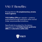 VSL #3® High-Potency Probiotic Medical Food, Dietary Management of IBS & UC | 112.5 Billion CFU, Clinically Researched, 8 Live Probiotic Strains, Refrigerated, For Men & Women, 3-Pack (180 Capsules)