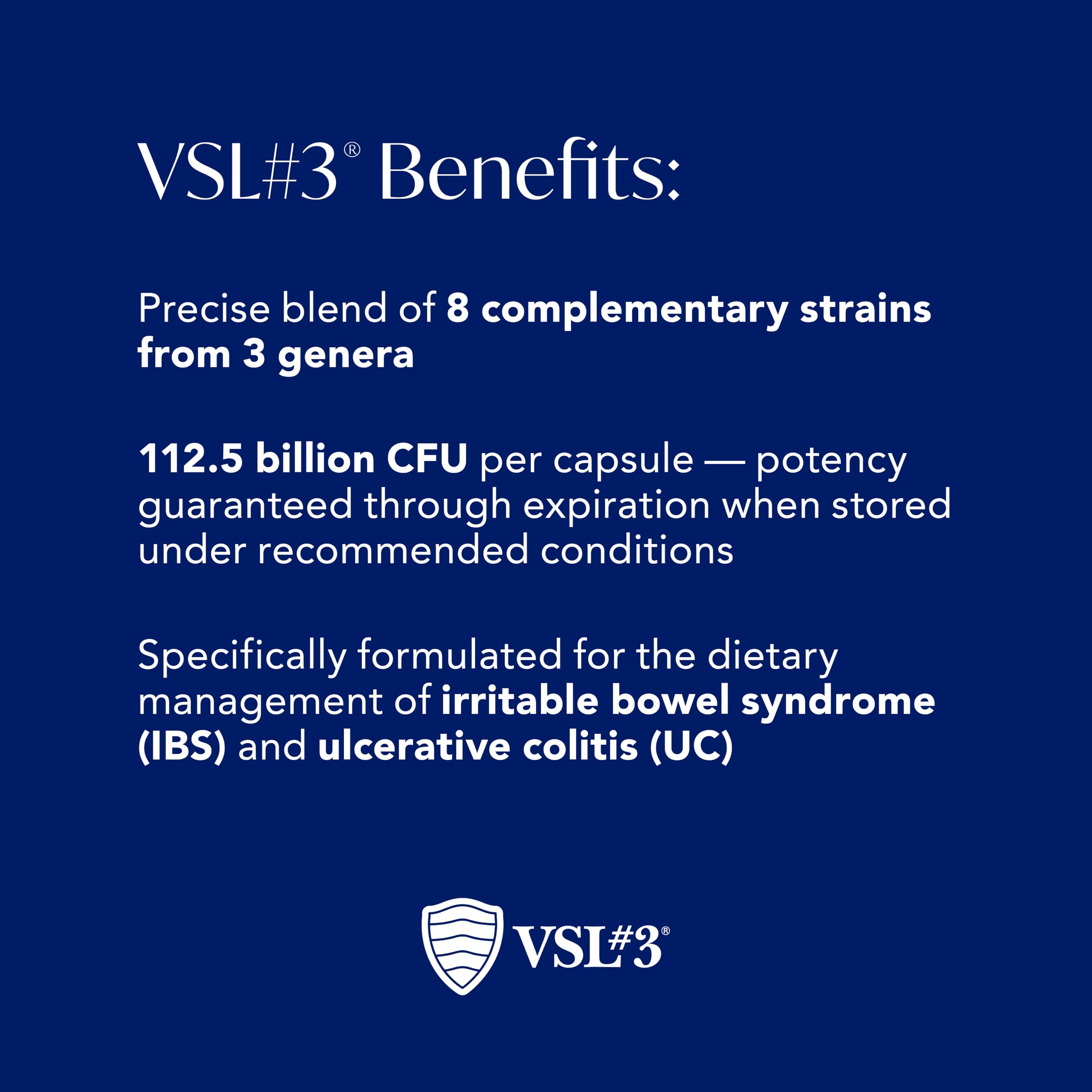VSL #3® High-Potency Probiotic Medical Food, Dietary Management of IBS & UC | 112.5 Billion CFU, Clinically Researched, 8 Live Probiotic Strains, Refrigerated, For Men & Women, 3-Pack (180 Capsules)