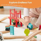 Buy now Tiny Land Wooden Train Set for Toddler - 39 Pcs- with Wooden Tracks Compatible with Major Brands - Expandable, Changeable-Train Toy for 3 4 5 Years Old Girls & Boys at indiglob india