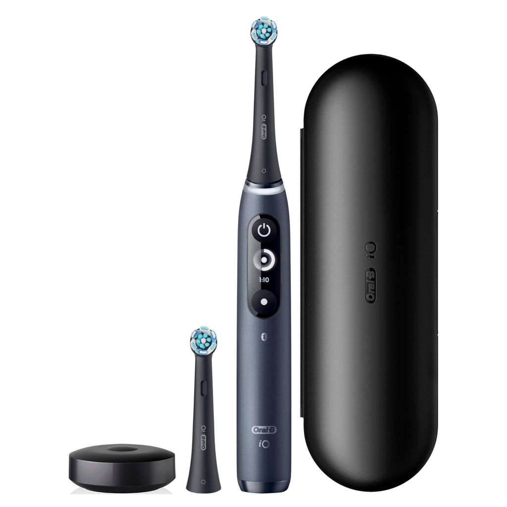 Buy now Oral-B iO Deep Clean + Protect Rechargeable Electric Toothbrush, Black, iO Series 7, 2 Replacement Brush Heads, Charging Travel Case at indiglob india