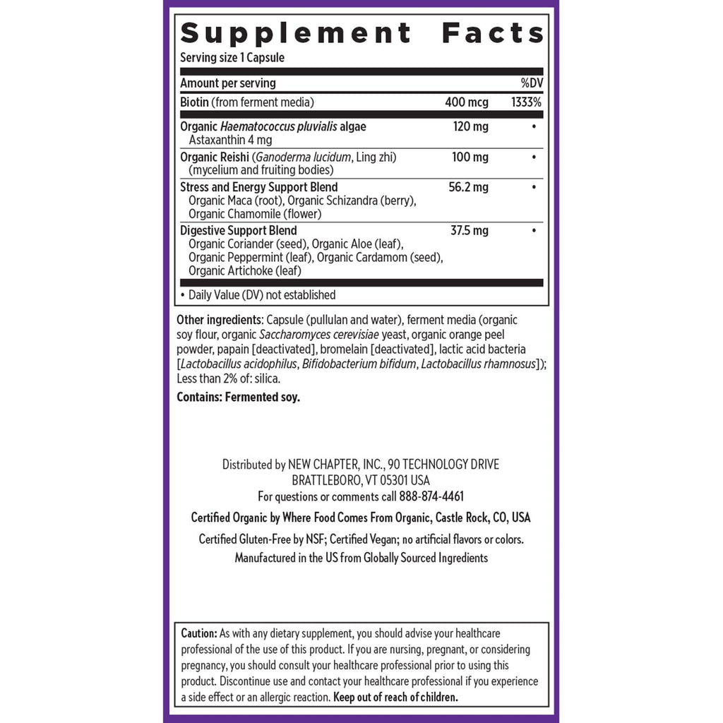 New Chapter Vegan Fermented Biotin Supplement, 60 Count