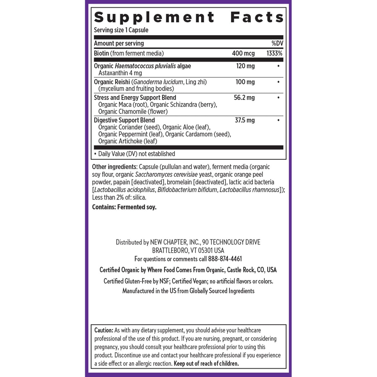 New Chapter Vegan Fermented Biotin Supplement, 60 Count