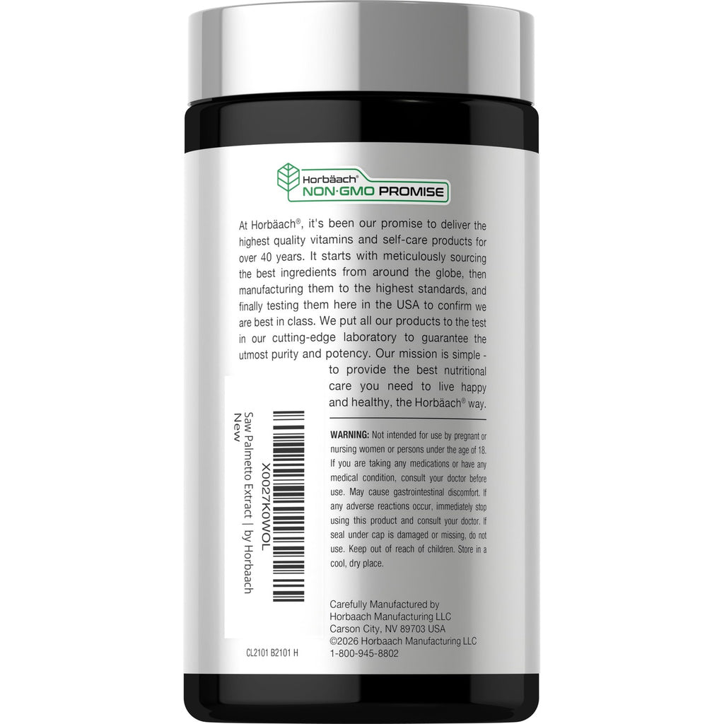 Horbäach Saw Palmetto Extract | 120 Capsules | from Saw Palmetto Berries | Non-GMO and Gluten Free Formula