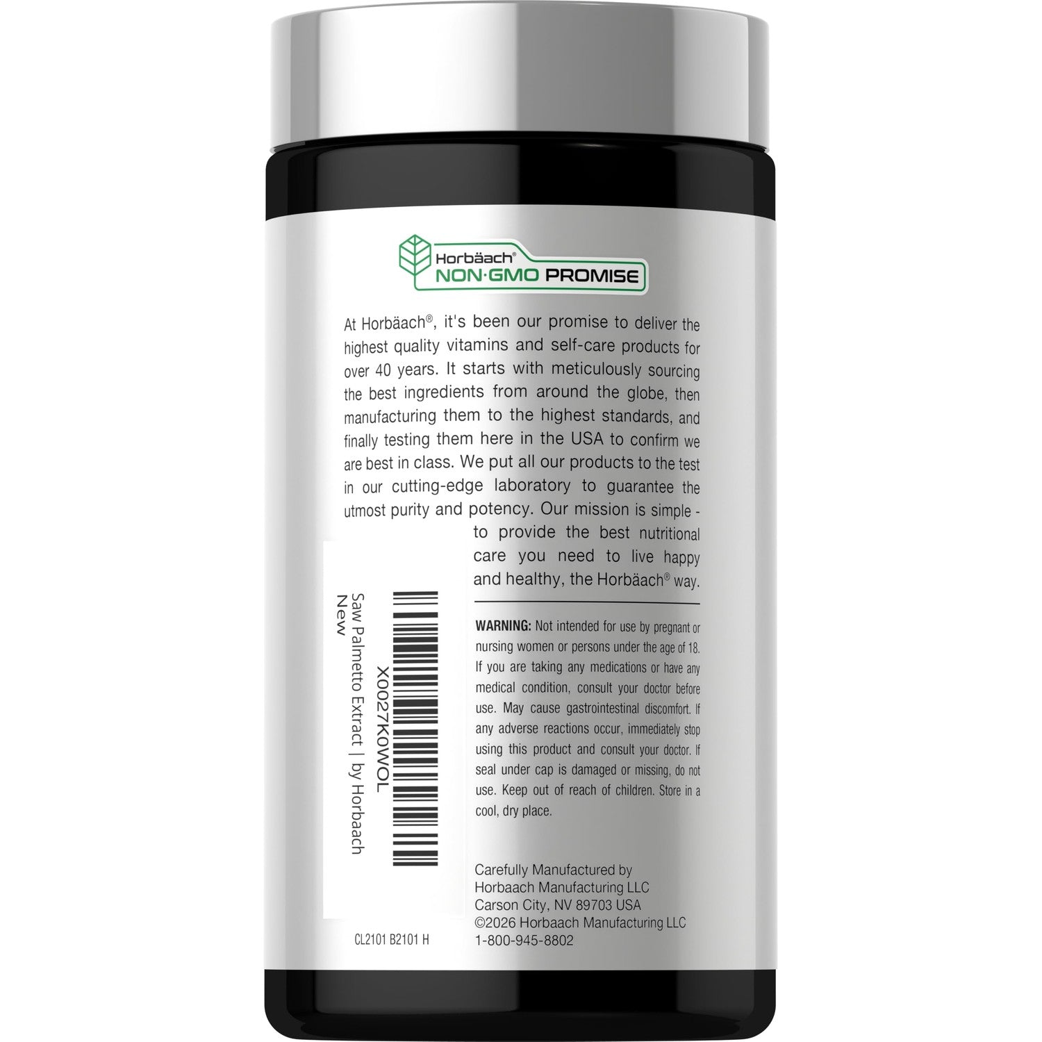 Horbäach Saw Palmetto Extract | 120 Capsules | from Saw Palmetto Berries | Non-GMO and Gluten Free Formula