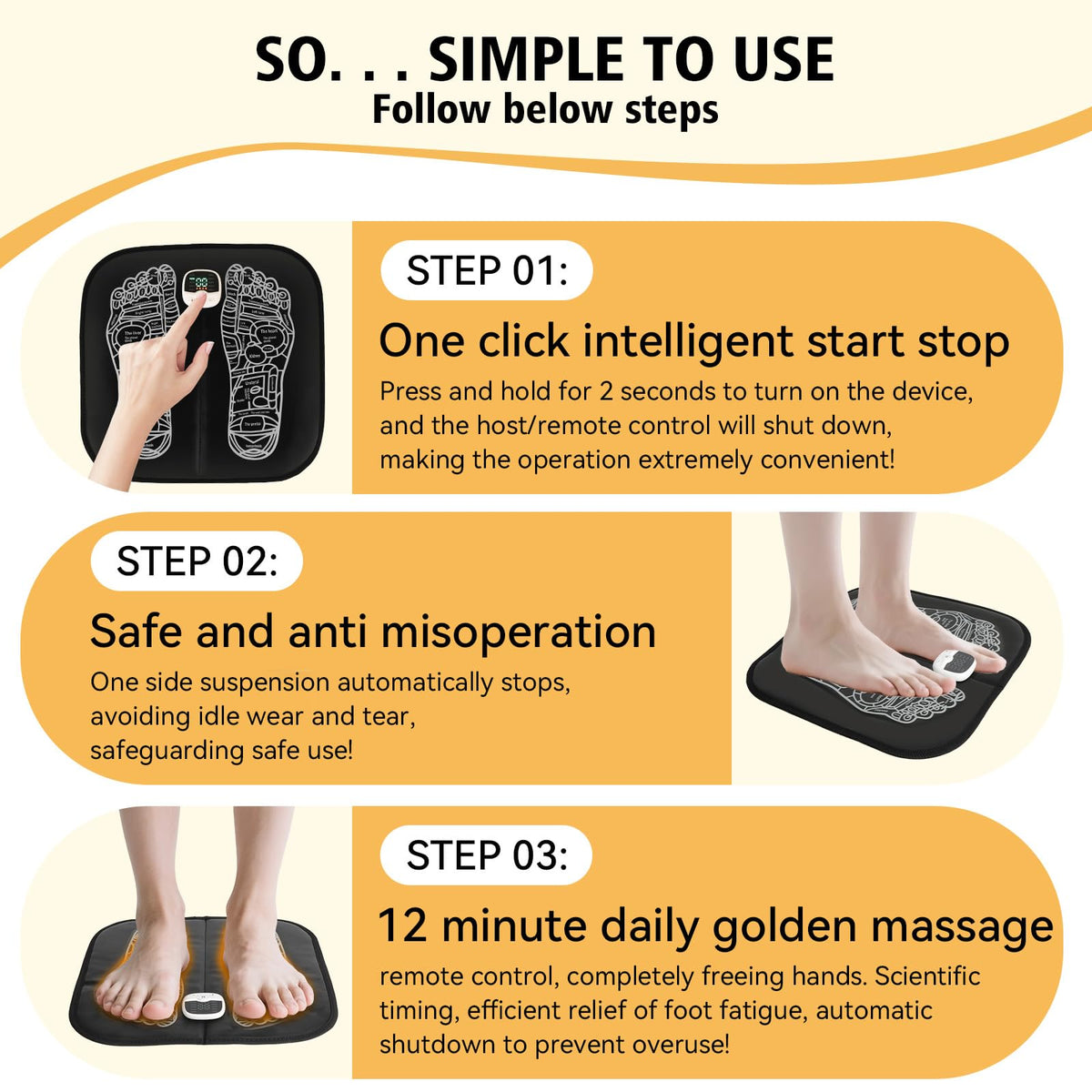 Transcutaneous Electrical Nerve Stimulator for Pain Relief,EMS Foot Stimulator Temporarily Reduce Lower Extremity Pain, EMS Foot Massager for Increase Local Blood Circulation.